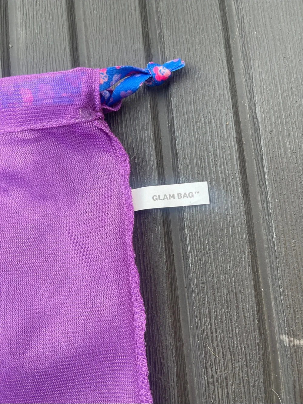 Ipsy - Purple Makeup Bag with Blue Floral Ties